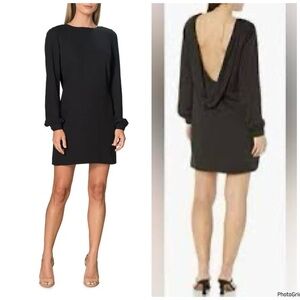 NWT Dress the Population MYAH Black Back Drape Dress Nordstrom Medium